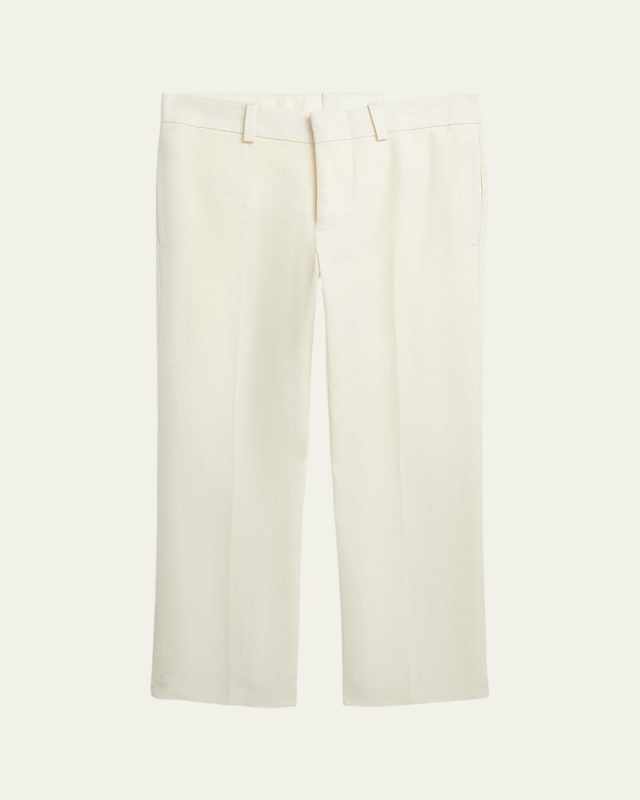 Boy's Solid Linen Tailored Trousers, Size 4-7